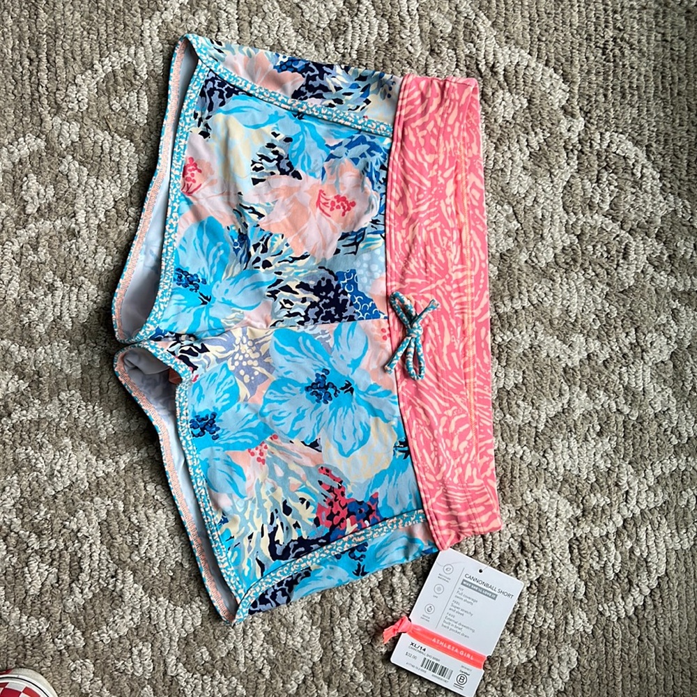 Athleta girl swim shorts, cannonball, nwt, xl 14